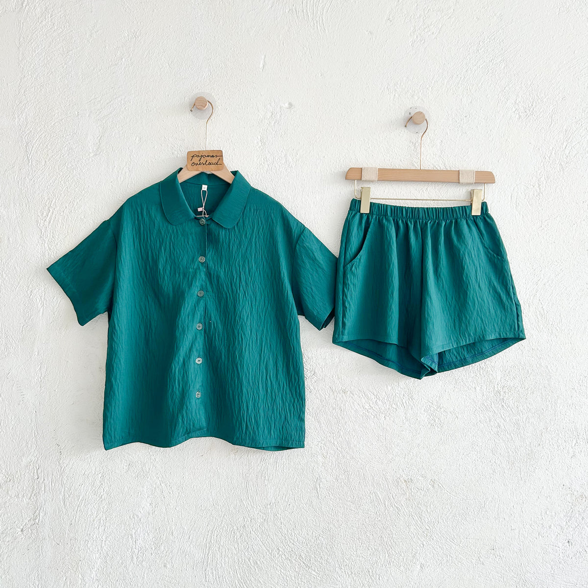 JULIANA | soft linen shortsleeves + shorts buttondown set | PajamasOverload