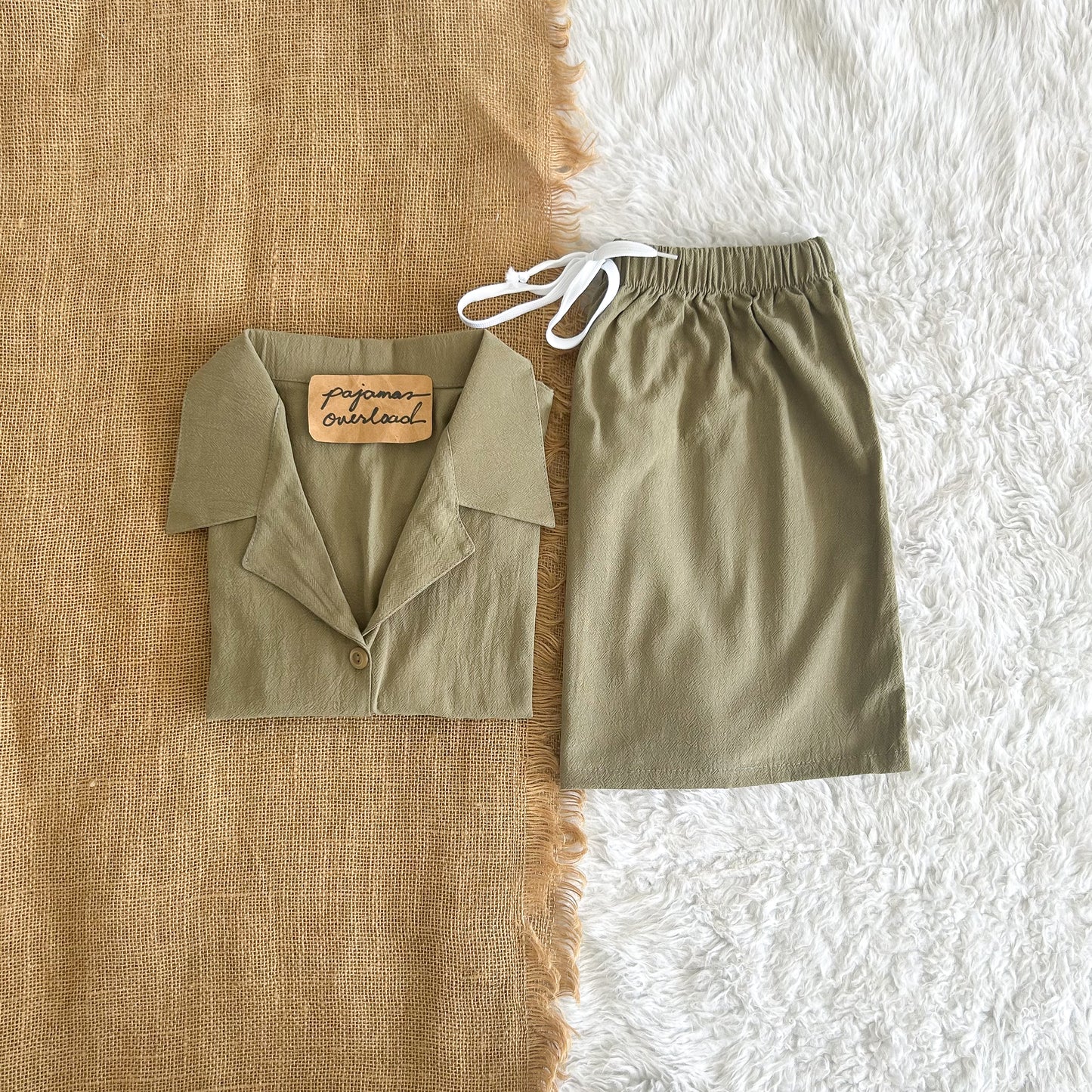 JOY | crumpled linen shortsleeves + shorts sleepwear pajama set | PajamasOverload