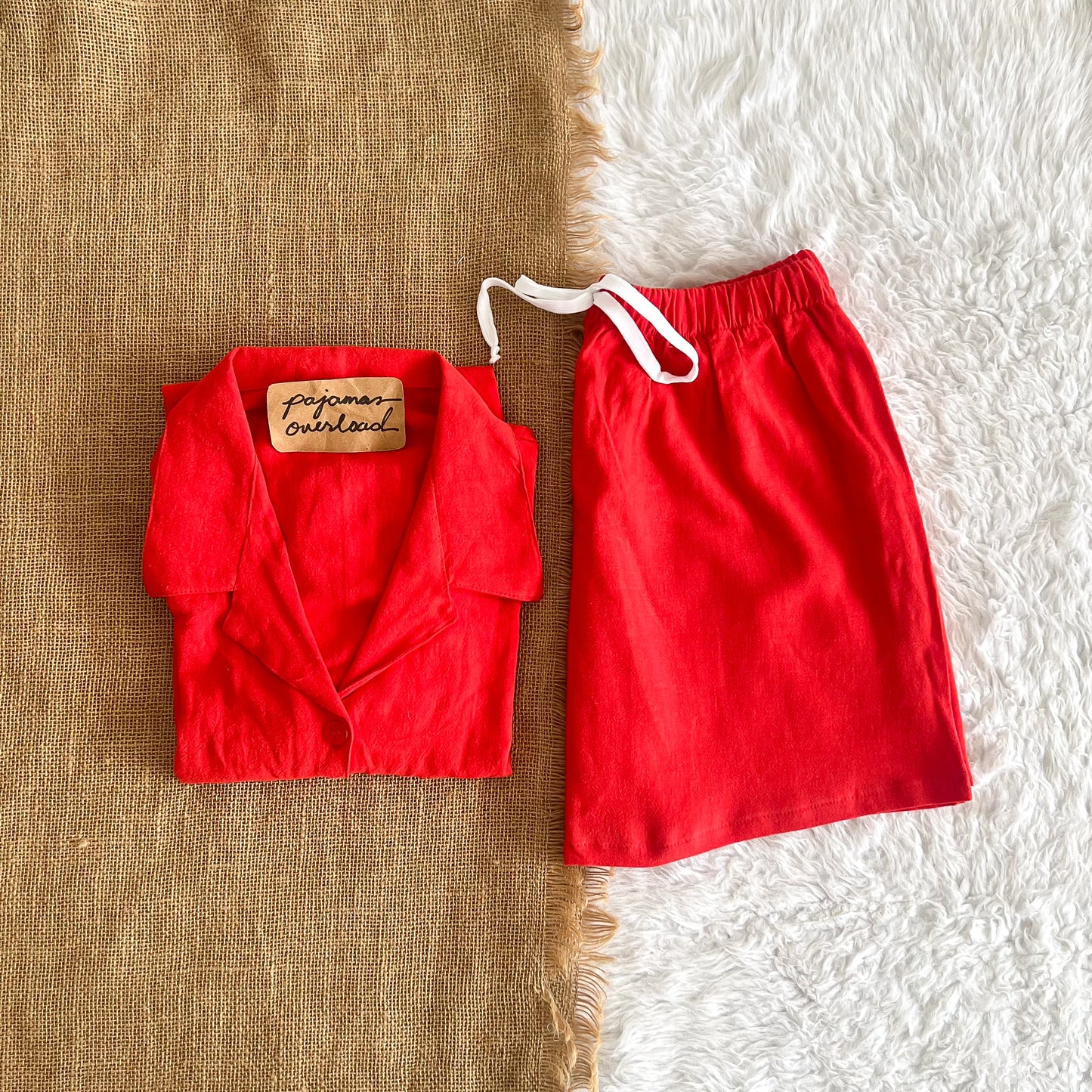 JOY | crumpled linen shortsleeves + shorts sleepwear pajama set | PajamasOverload