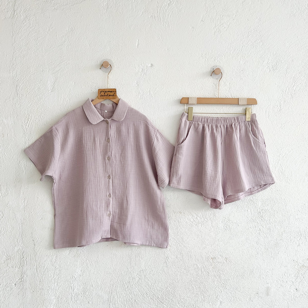 JULIANA | premium gauze shortsleeves + shorts button down set | PajamasOverload