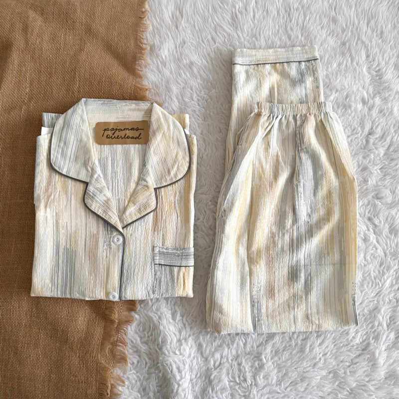 TINA | bubble gauze shortsleeves top + pants sleepwear pajama set | PajamasOverload