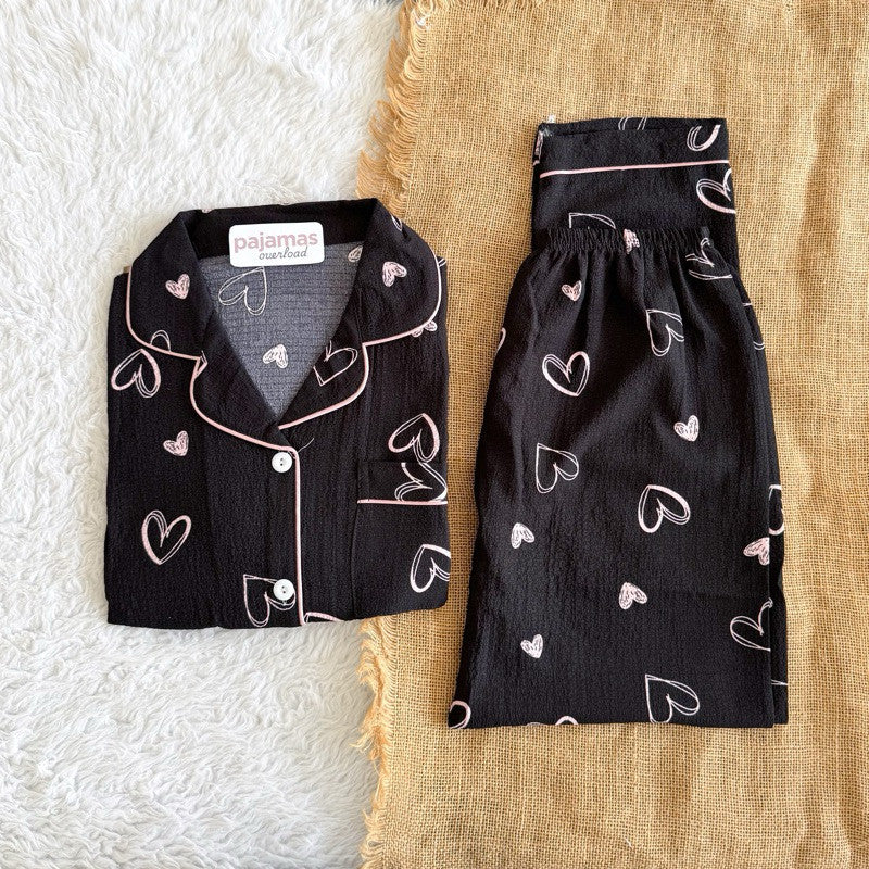 TINA | bubble gauze shortsleeves top + pants sleepwear pajama set | PajamasOverload