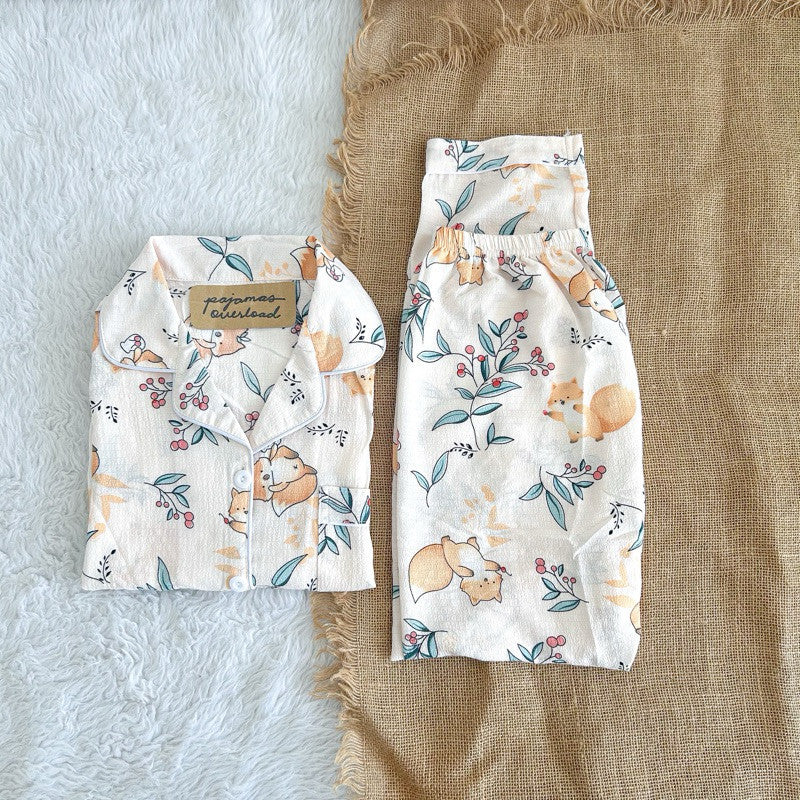 TINA | bubble gauze shortsleeves top + pants sleepwear pajama set | PajamasOverload