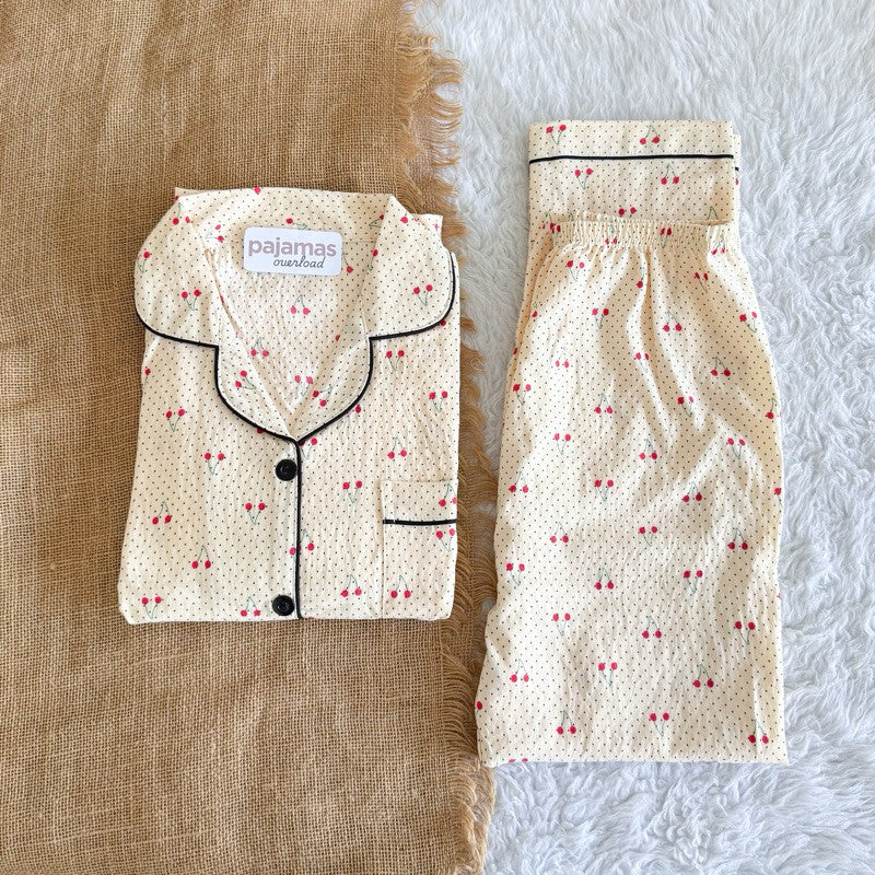 TINA | crumpled shortsleeves top + pants sleepwear pajama set | PajamasOverload