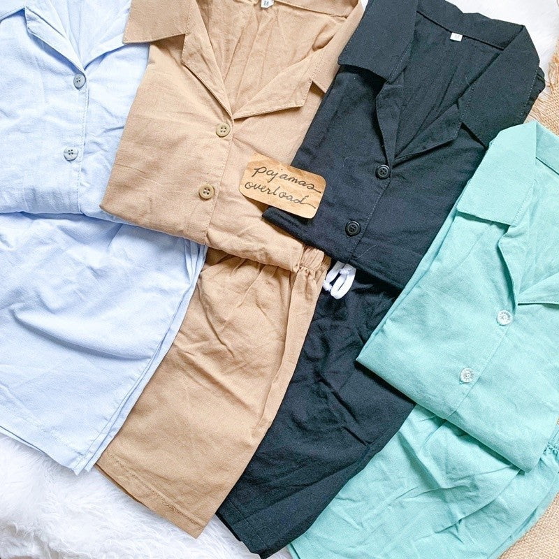 JOY | premium linen shortsleeves top + shorts loungewear sleepwear set | PajamasOverload