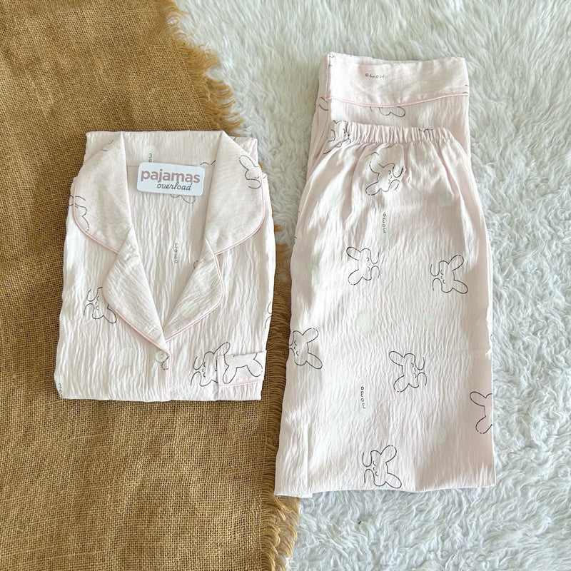 TINA | crumpled shortsleeves top + pants sleepwear pajama set | PajamasOverload