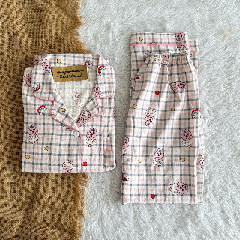 TINA | crumpled shortsleeves top + pants sleepwear pajama set | PajamasOverload