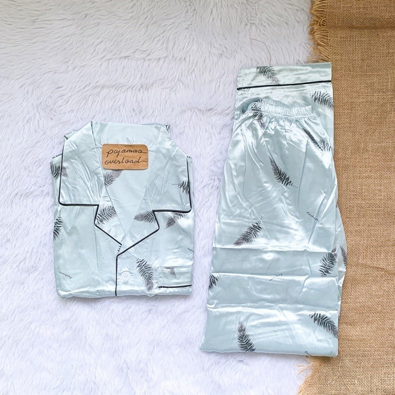 MIKE SATIN | men’s satin shortsleeves + pants sleepwear pajama set | PajamasOverload