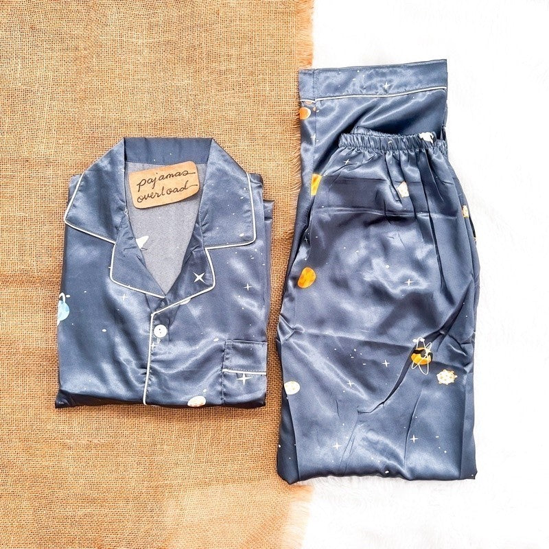 MIKE SATIN | men’s satin shortsleeves + pants sleepwear pajama set | PajamasOverload