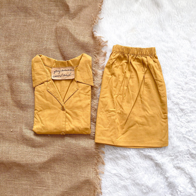 JOY | premium linen shortsleeves top + shorts loungewear sleepwear set | PajamasOverload