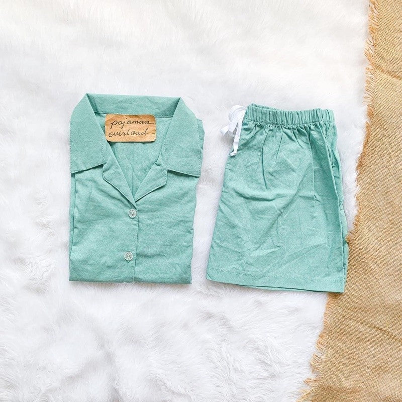 JOY | premium linen shortsleeves top + shorts loungewear sleepwear set | PajamasOverload
