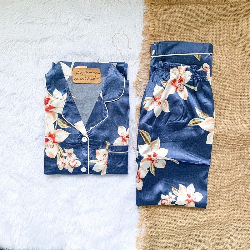PHOEBE | satin shortsleeves + pants sleepwear pajama set | PajamasOverload