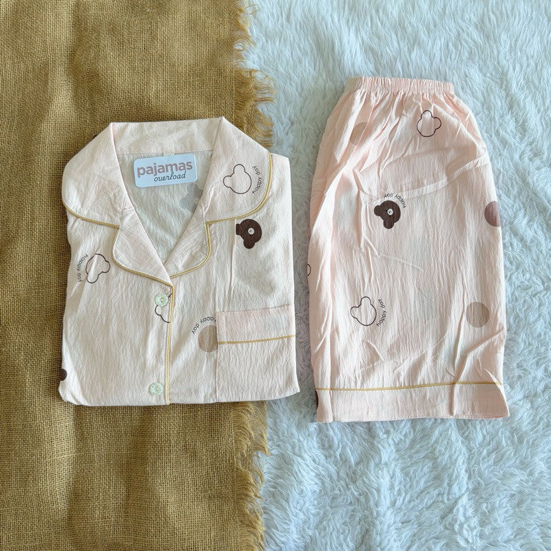 KITTY | bubble/crumpled shortsleeves + shorts sleepwear pajama set | PajamasOverload