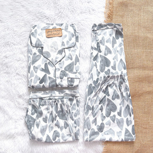 MARSHALL | polycotton 3in1 shortsleeves + shorts + pants pajama sleepwear set | PajamasOverload
