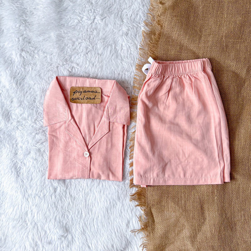 JOY | soft linen shortsleeves buttondown + shorts | PajamasOverload