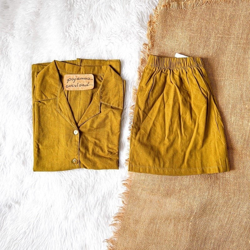 JOY | premium linen shortsleeves top + shorts loungewear sleepwear set | PajamasOverload
