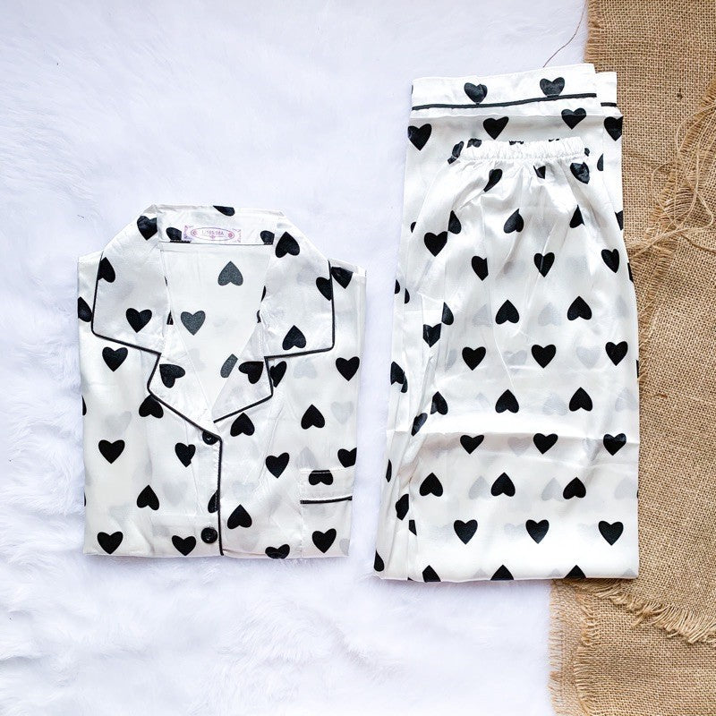 PHOEBE | satin shortsleeves + pants sleepwear pajama set | PajamasOverload