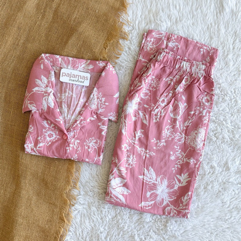 MERLIN | soft linen/Challis shortsleeves + pants sleepwear pajama set | PajamasOverload