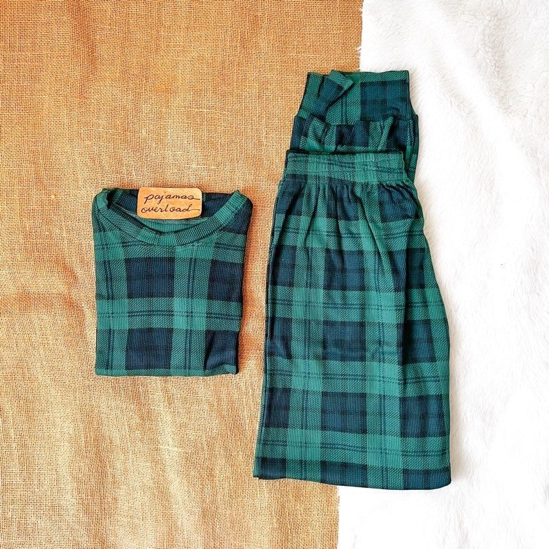 LEE CHRISTMAS | cotton jersey/waffle tshirt top + pants sleepwear pajama set | PajamasOverload