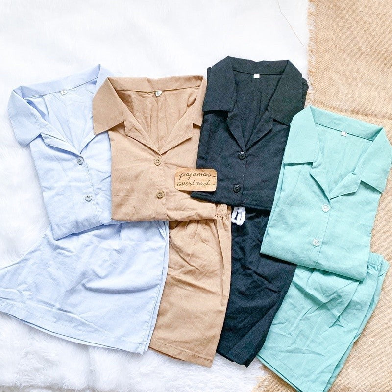 JOY | premium linen shortsleeves top + shorts loungewear sleepwear set | PajamasOverload
