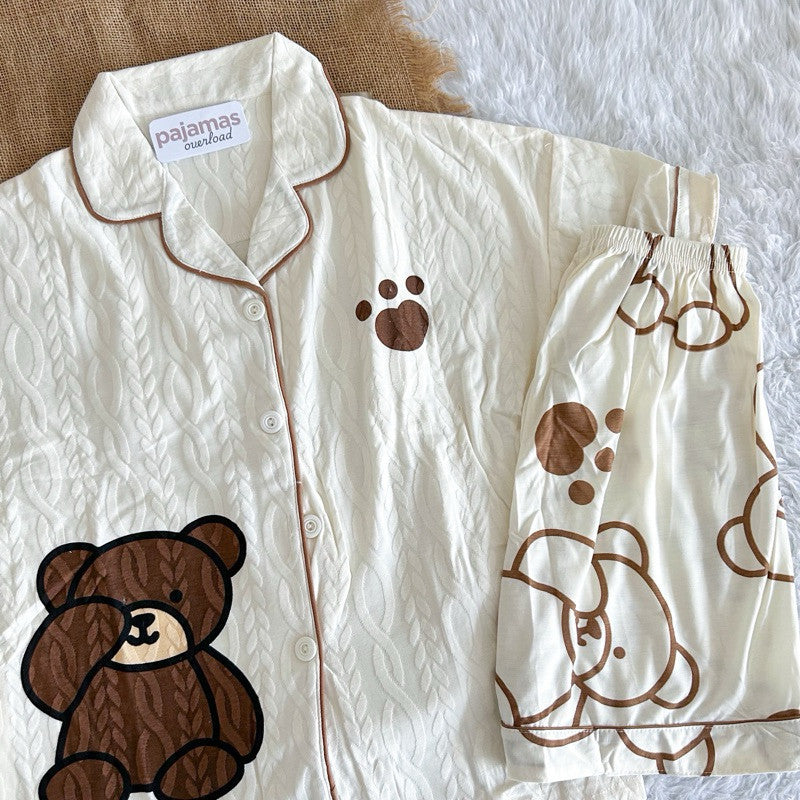 KITTY 2 | knitted shortsleeves + shorts sleepwear pajama set | PajamasOverload