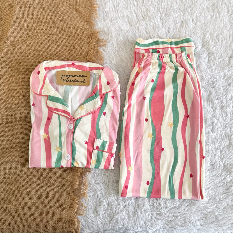 TINA | crumpled shortsleeves top + pants sleepwear pajama set | PajamasOverload