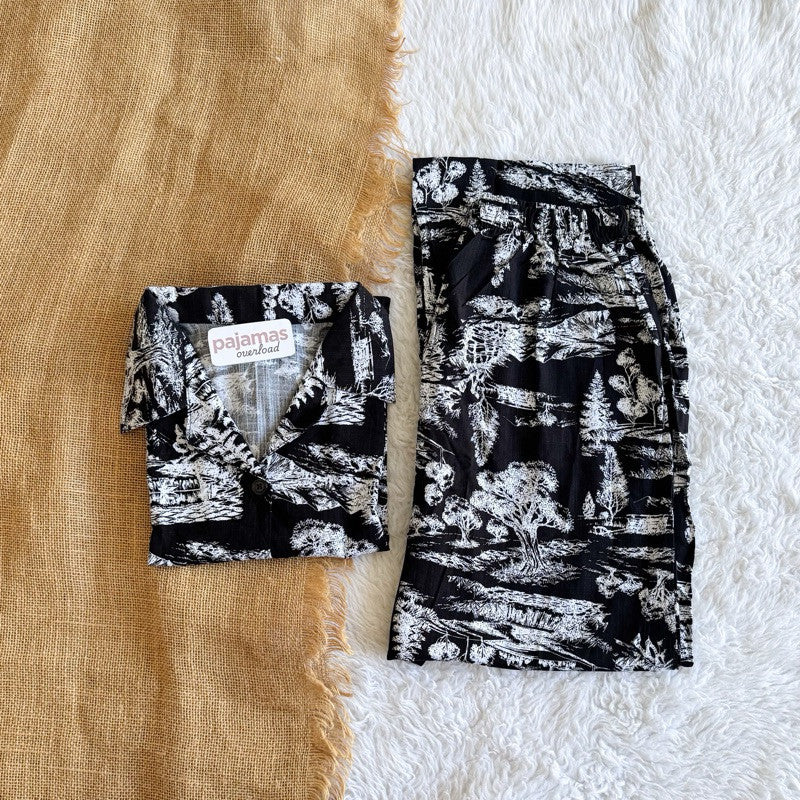 MERLIN | soft linen/Challis shortsleeves + pants sleepwear pajama set | PajamasOverload