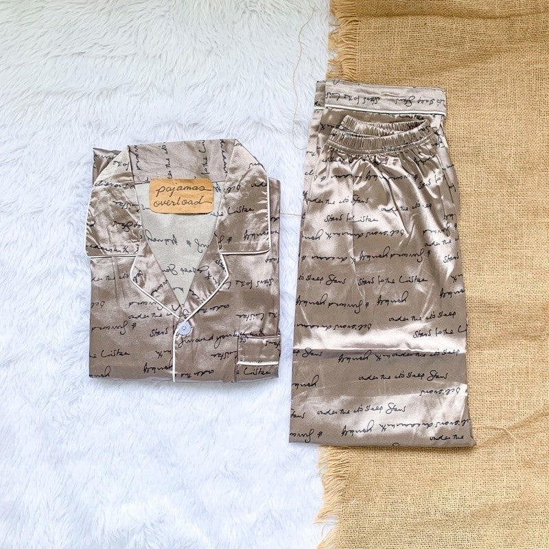 MIKE SATIN | men’s satin shortsleeves + pants sleepwear pajama set | PajamasOverload