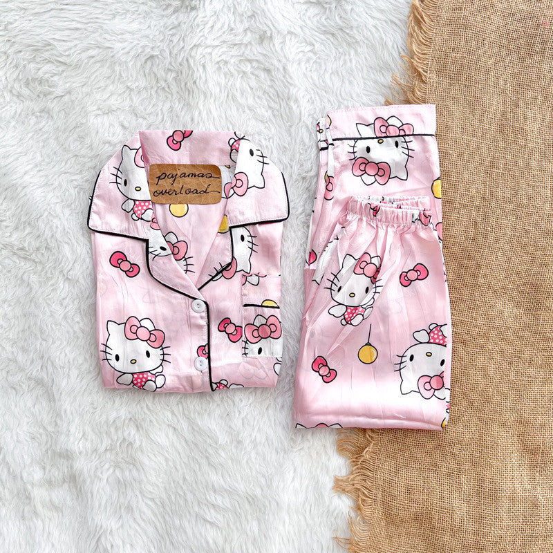 PHOEBE KIDS | satin shortsleeves + pants kids pajama set | PajamasOverload