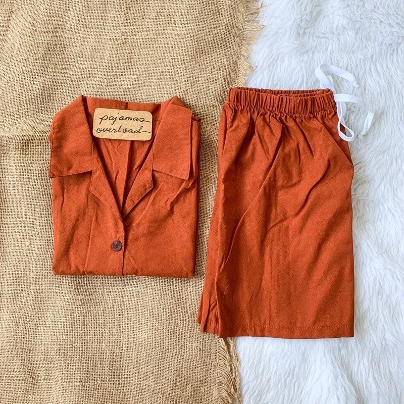 JOY | premium linen shortsleeves top + shorts loungewear sleepwear set | PajamasOverload