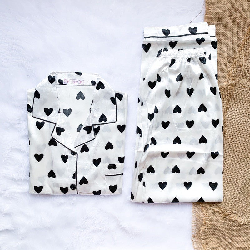 PHOEBE | satin shortsleeves + pants sleepwear pajama set | PajamasOverload