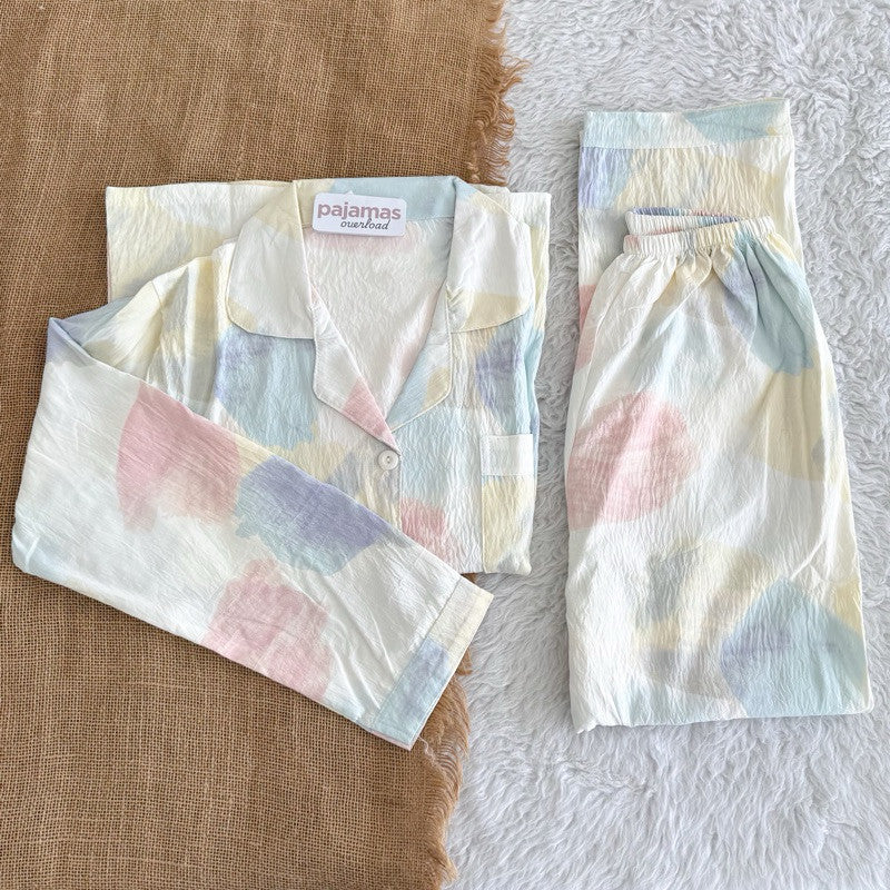 KAWAII | crumpled longsleeves + pants sleepwear pajama set | PajamasOverload