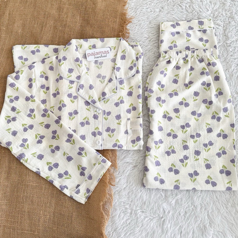 KAWAII | crumpled longsleeves + pants sleepwear pajama set | PajamasOverload