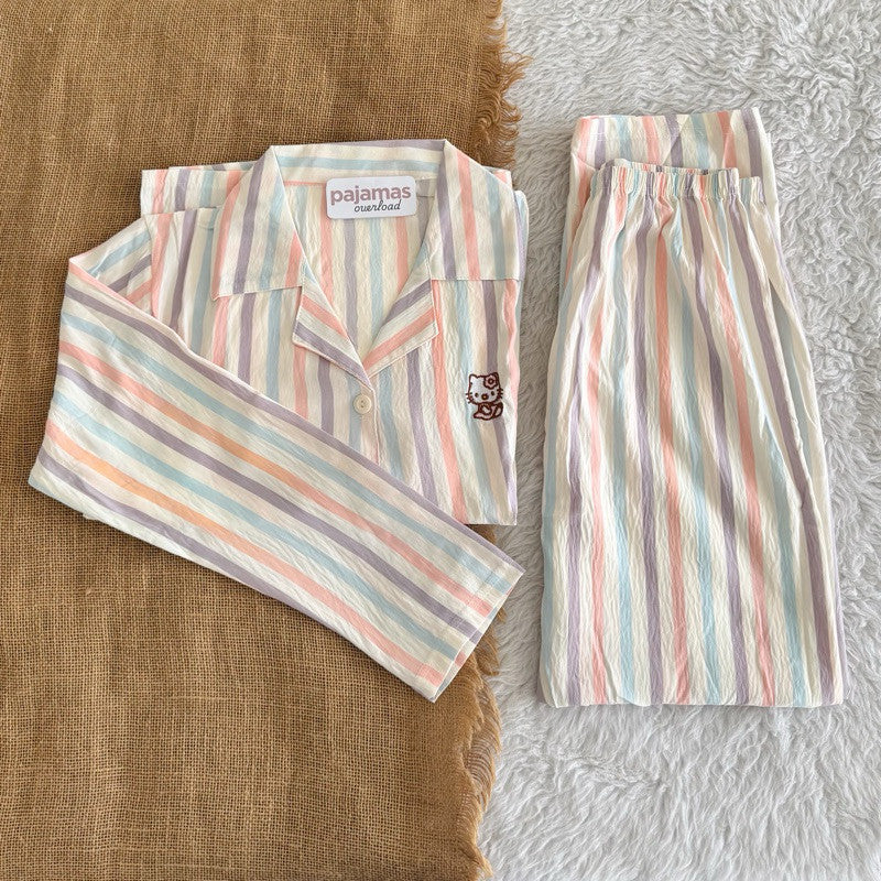 KAWAII | crumpled longsleeves + pants sleepwear pajama set | PajamasOverload