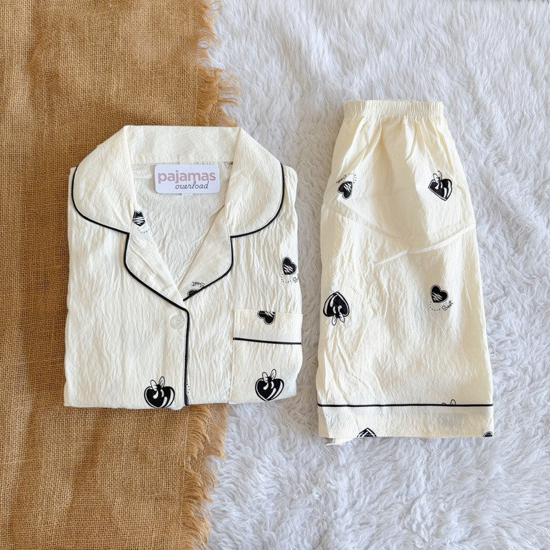KITTY | bubble/crumpled shortsleeves + shorts sleepwear pajama set | PajamasOverload