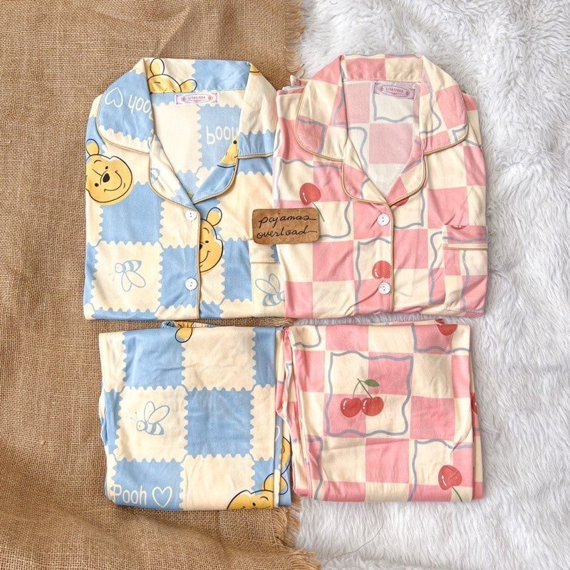 JOEY | polycotton shortsleeves top + pants pajama sleepwear set | PajamasOverload