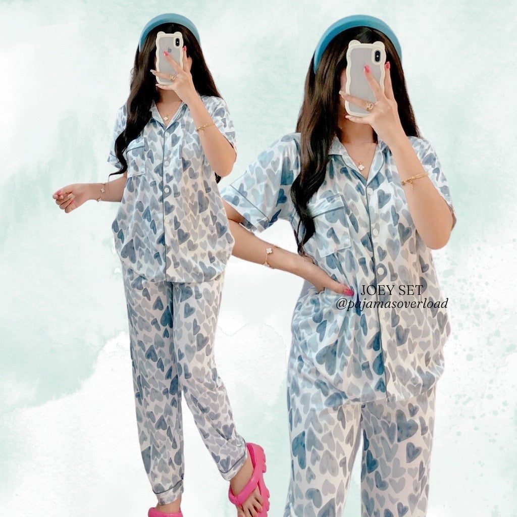 JOEY | polycotton shortsleeves top + pants pajama sleepwear set | PajamasOverload