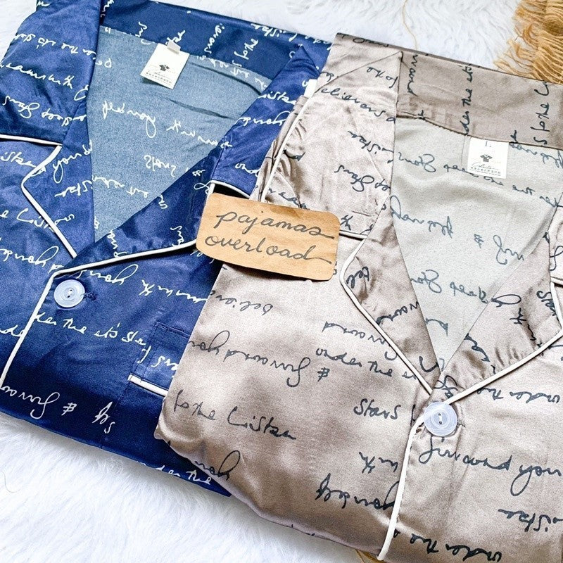MIKE SATIN | men’s satin shortsleeves + pants sleepwear pajama set | PajamasOverload