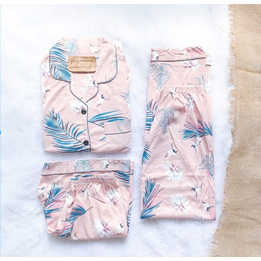 MARSHALL | polycotton 3in1 shortsleeves + shorts + pants pajama sleepwear set | PajamasOverload