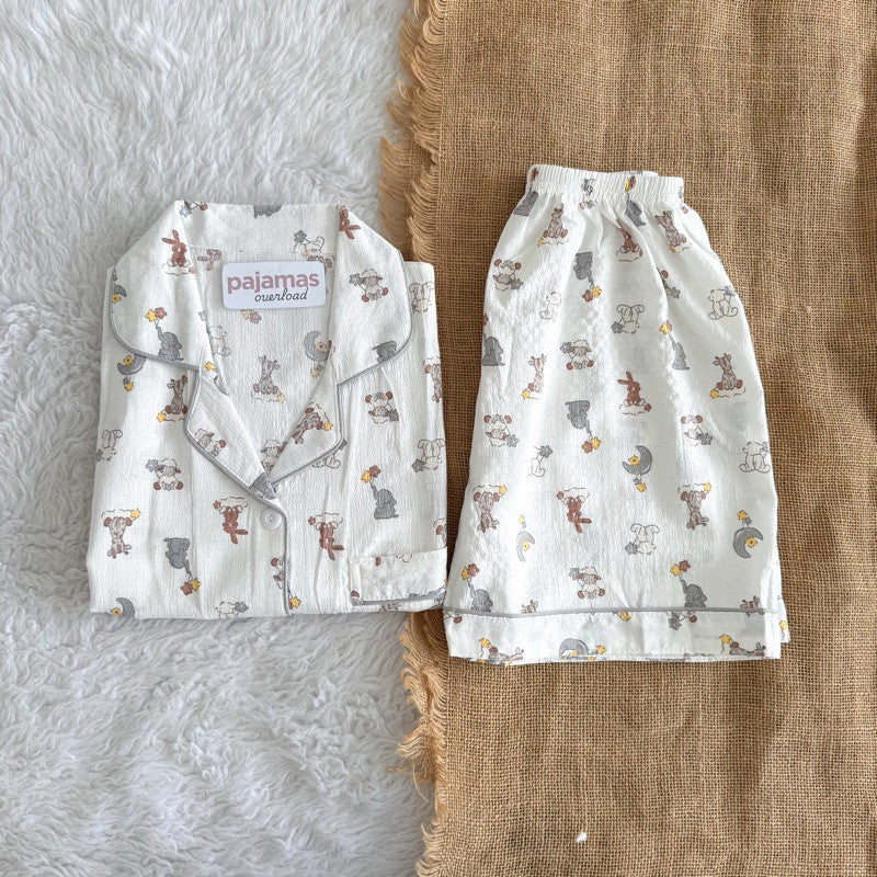 KITTY | bubble/crumpled shortsleeves + shorts sleepwear pajama set | PajamasOverload
