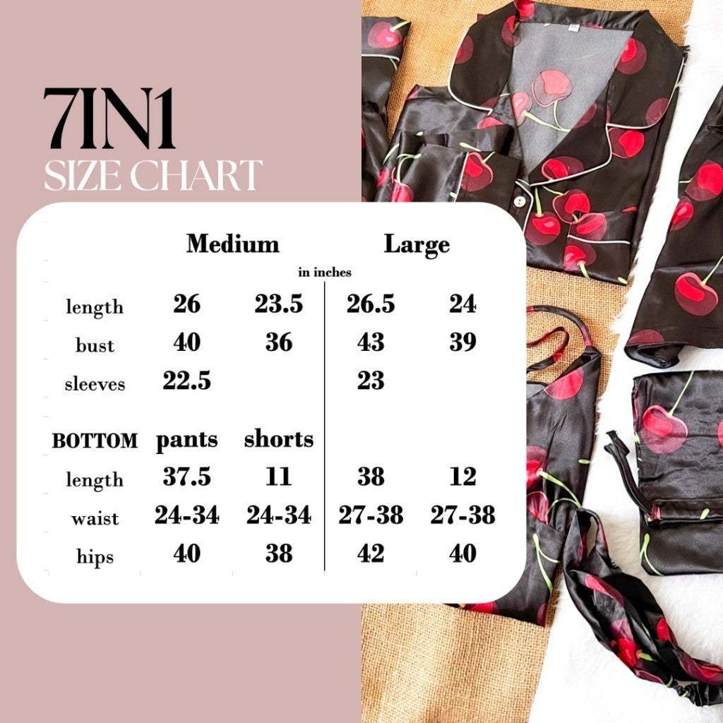 PREMIUM 7in1 SET | satin silk longsleeves + pants sleepwear pajama set | PajamasOverload