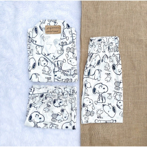 MARSHALL | polycotton 3in1 shortsleeves + shorts + pants pajama sleepwear set | PajamasOverload