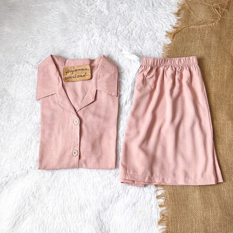 JOY | soft linen shortsleeves buttondown + shorts | PajamasOverload