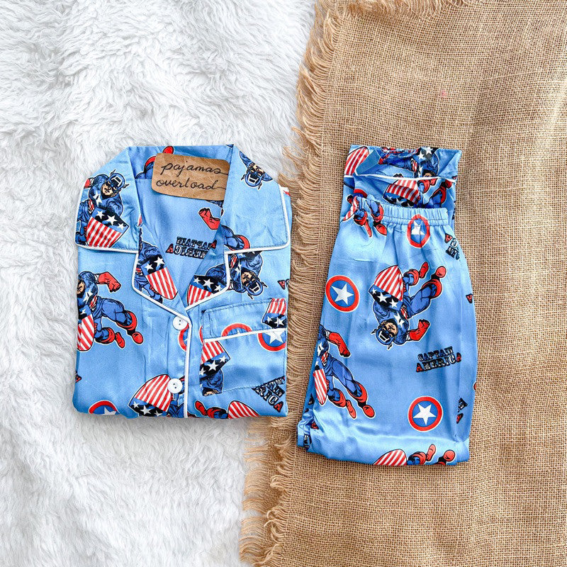 PHOEBE KIDS | satin shortsleeves + pants kids pajama set | PajamasOverload