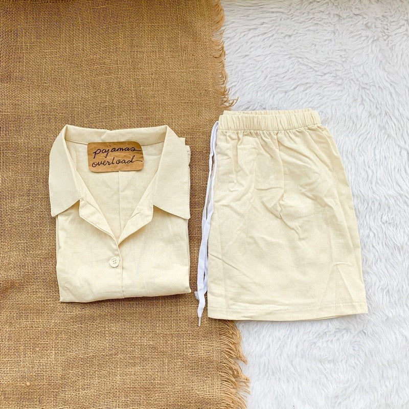 JOY | premium linen shortsleeves top + shorts loungewear sleepwear set | PajamasOverload