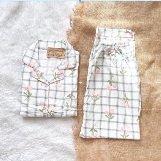 JOEY | polycotton shortsleeves + pants pajama set | PajamasOverload