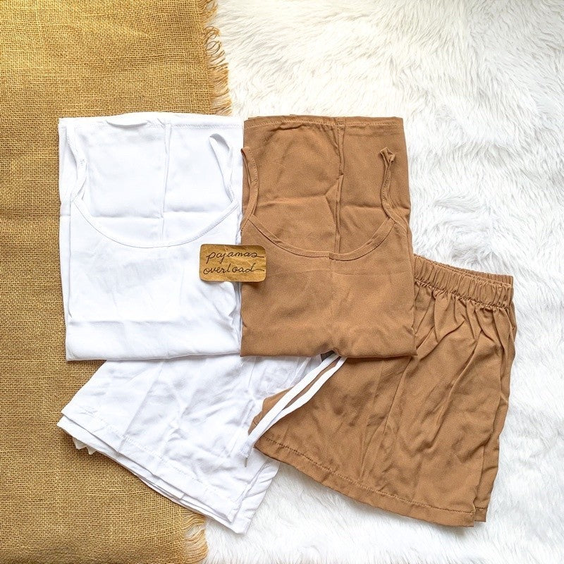 IVANA | plain cotton challis cami top + shorts | PajamasOverload