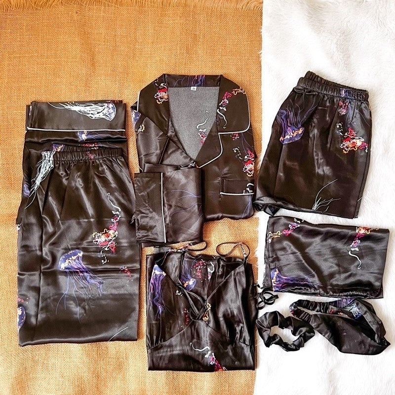 PREMIUM 7in1 SET | satin silk longsleeves + pants sleepwear pajama set | PajamasOverload