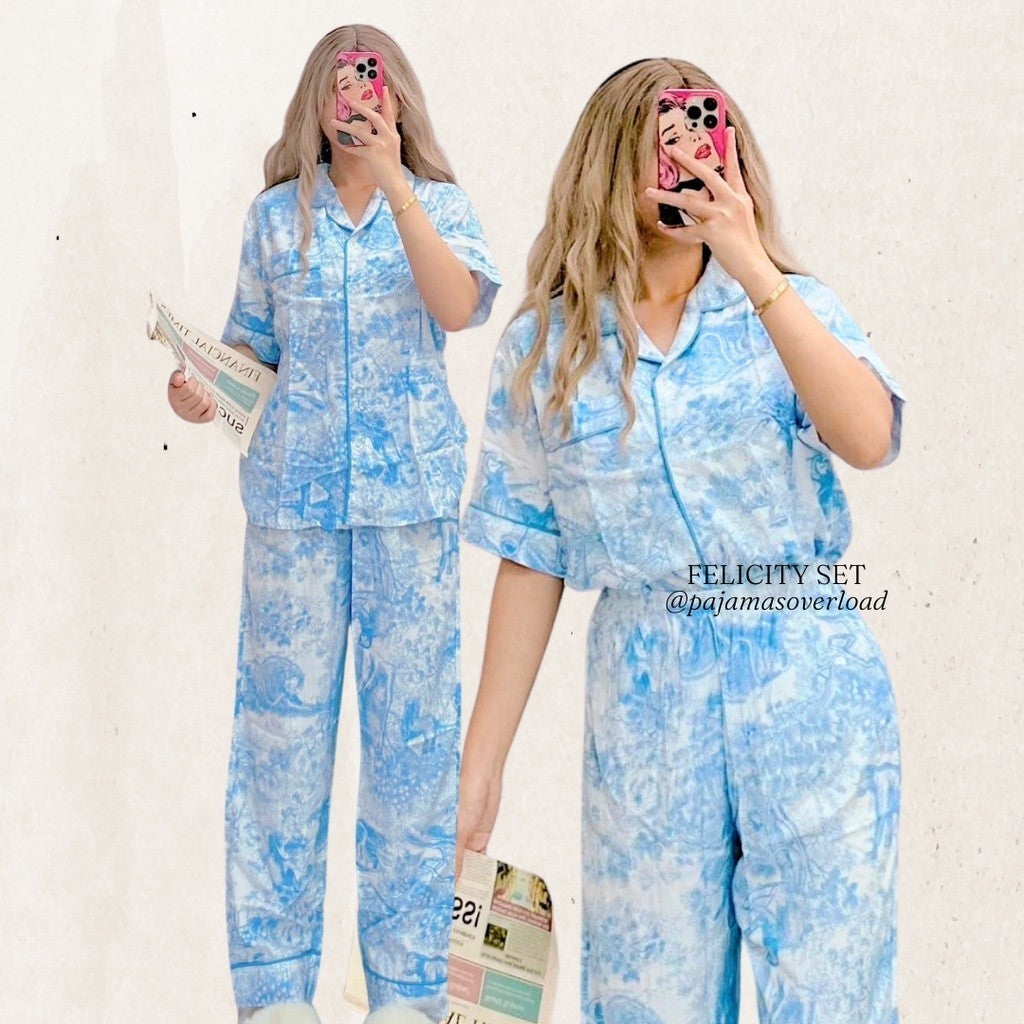 FELICITY LIMITED | soft linen shortsleeves + pants sleepwear pajama set | PajamasOverload