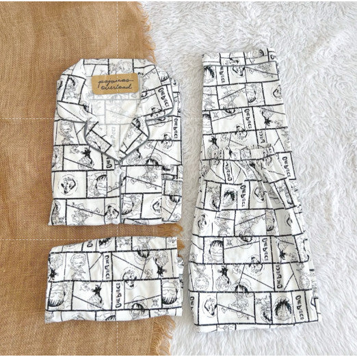 MARSHALL | polycotton 3in1 shortsleeves + shorts + pants pajama sleepwear set | PajamasOverload